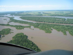 Over Lake Odessa Looking NE at stranded barge MM439